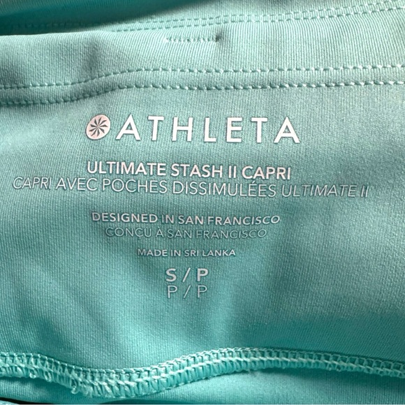 ATHLETA Ultimate Stash II Capri in Aqua Blue Leggings Womens Small Turquoise - Picture 5 of 9